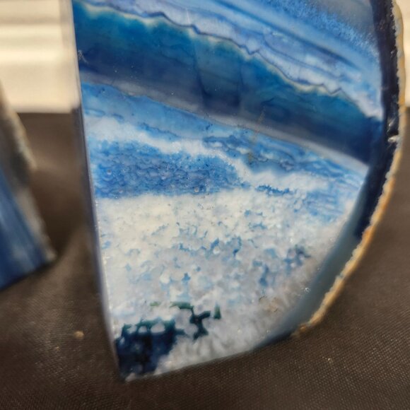 Vintage Blue Agate Stone Bookends by Brazil Gems - Picture 3 of 9